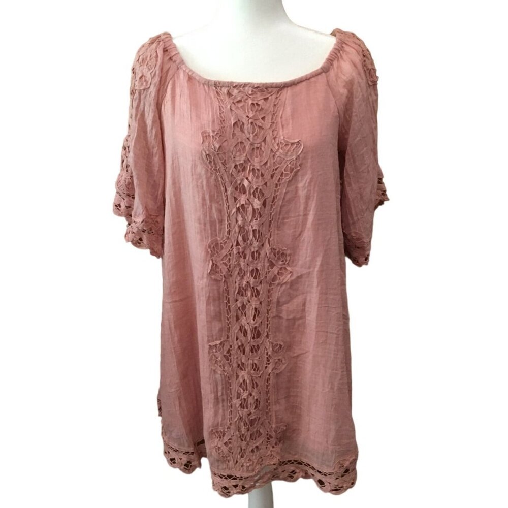 Boho Chic Umgee Pink Lace Tunic Dress M